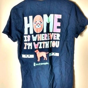 Love & Pineapples M Navy Home Dog Top